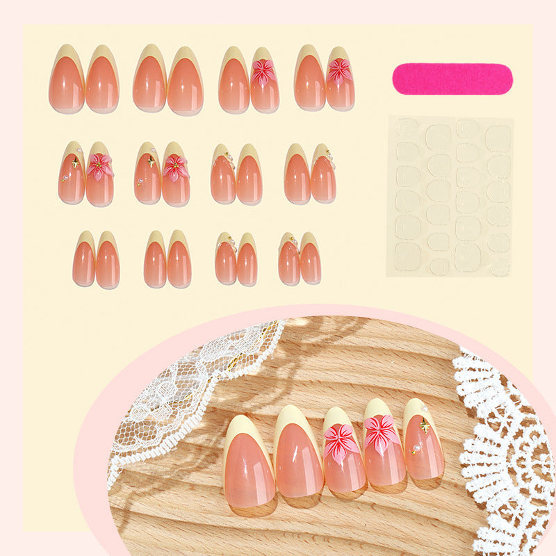 3D Flower French Manicure Nails Pearl Glitter Decoration