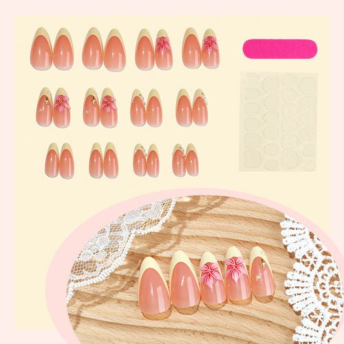 3D Flower French Manicure Nails Pearl Glitter Decoration
